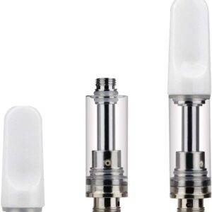 VAPETC Clear Atomizer 1.0ml Glass Tank 2.0mm Intake Hole Ceramic Mouthpiece for CBD Thick Oil Nicotine Free (White) (1.0ml Pack of 5), Black