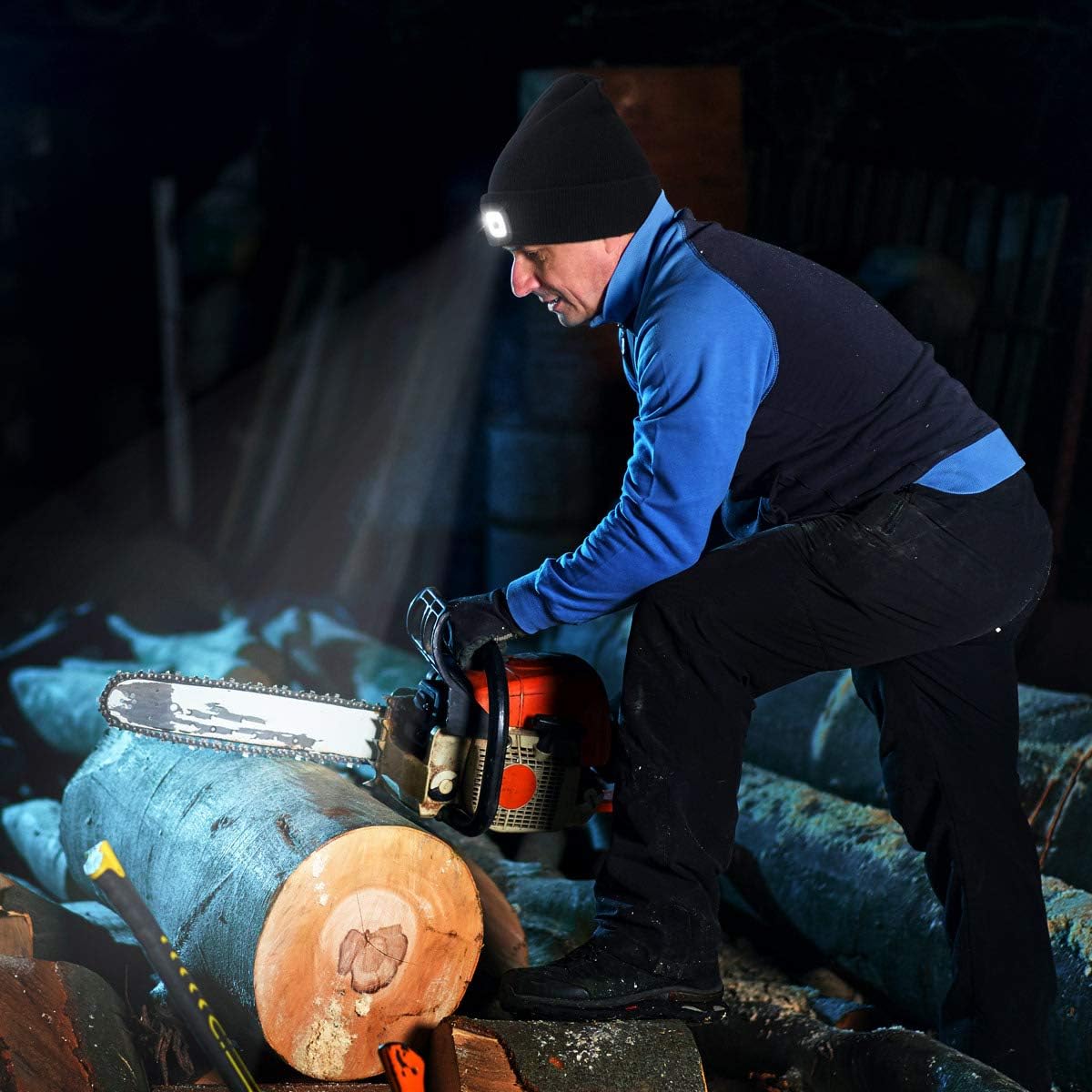 Wmcaps Rechargeable LED Lighted Beanie, Perfect Dad Gifts in Christmas, Stocking Fillers Cap with Light Hands Free Head Torch Unisex Winter Warm Knit Beanie - Image 6