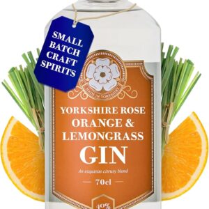 Yorkshire Rose Orange & Lemongrass Gin 70cl (40% ABV) | Flavoured Gin Bursting with Sweet Citrus and a Hint of Eastern Lemongrass | Made with Yorkshire Mineral Water for a Smooth and Refreshing Finish