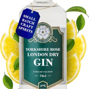 Yorkshire Rose London Dry Gin 70cl (40% ABV) | Classic Juniper Led Dry Gin with Fresh Citrus Notes | Made with Natural Yorkshire Mineral Water for a Beautifully Smooth and Refreshing Finish
