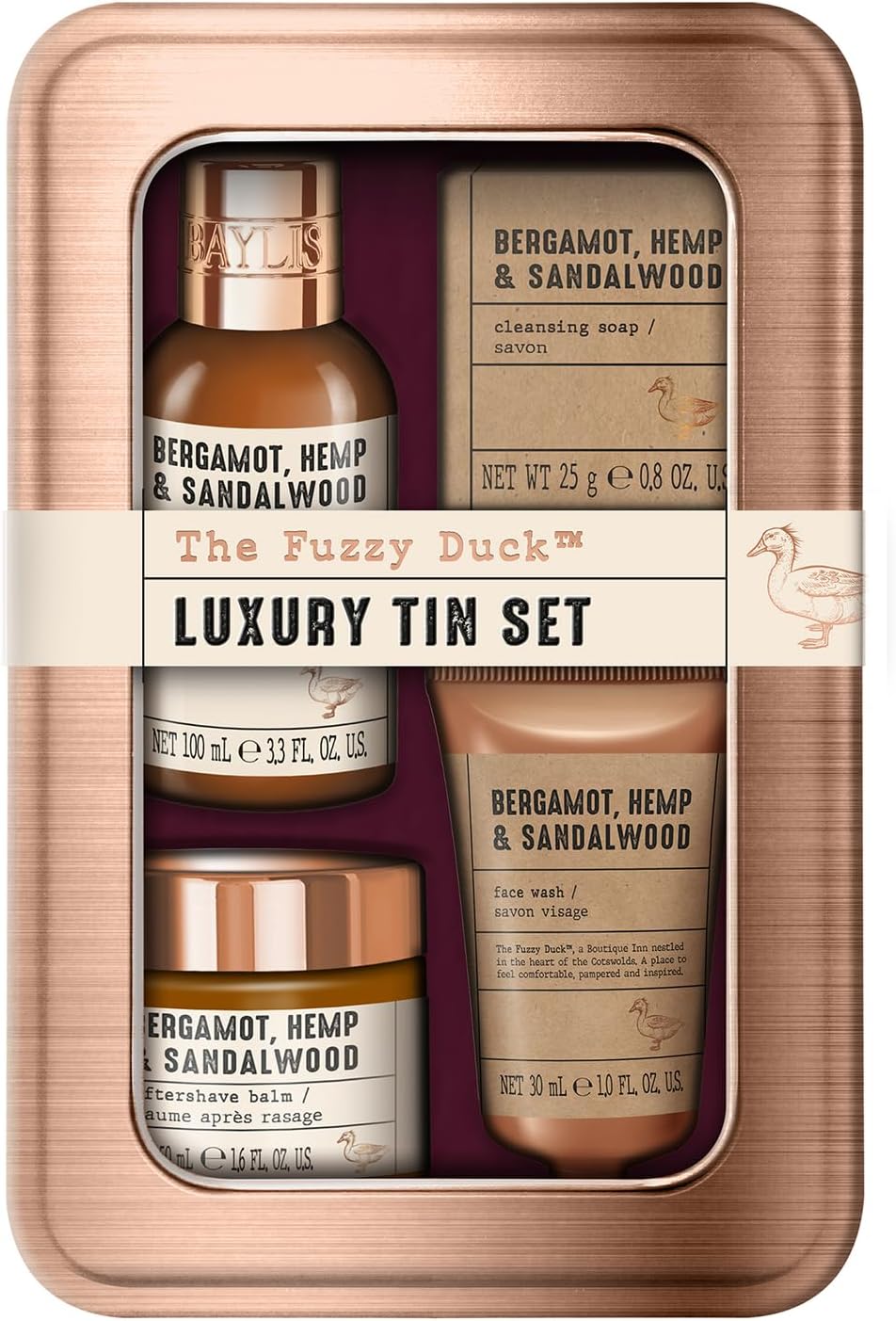 Baylis & Harding The Fuzzy Duck Bergamot, Hemp & Sandalwood Men's Luxury Grooming Tin Gift Set - Vegan Friendly (Pack of 1) - Image 2