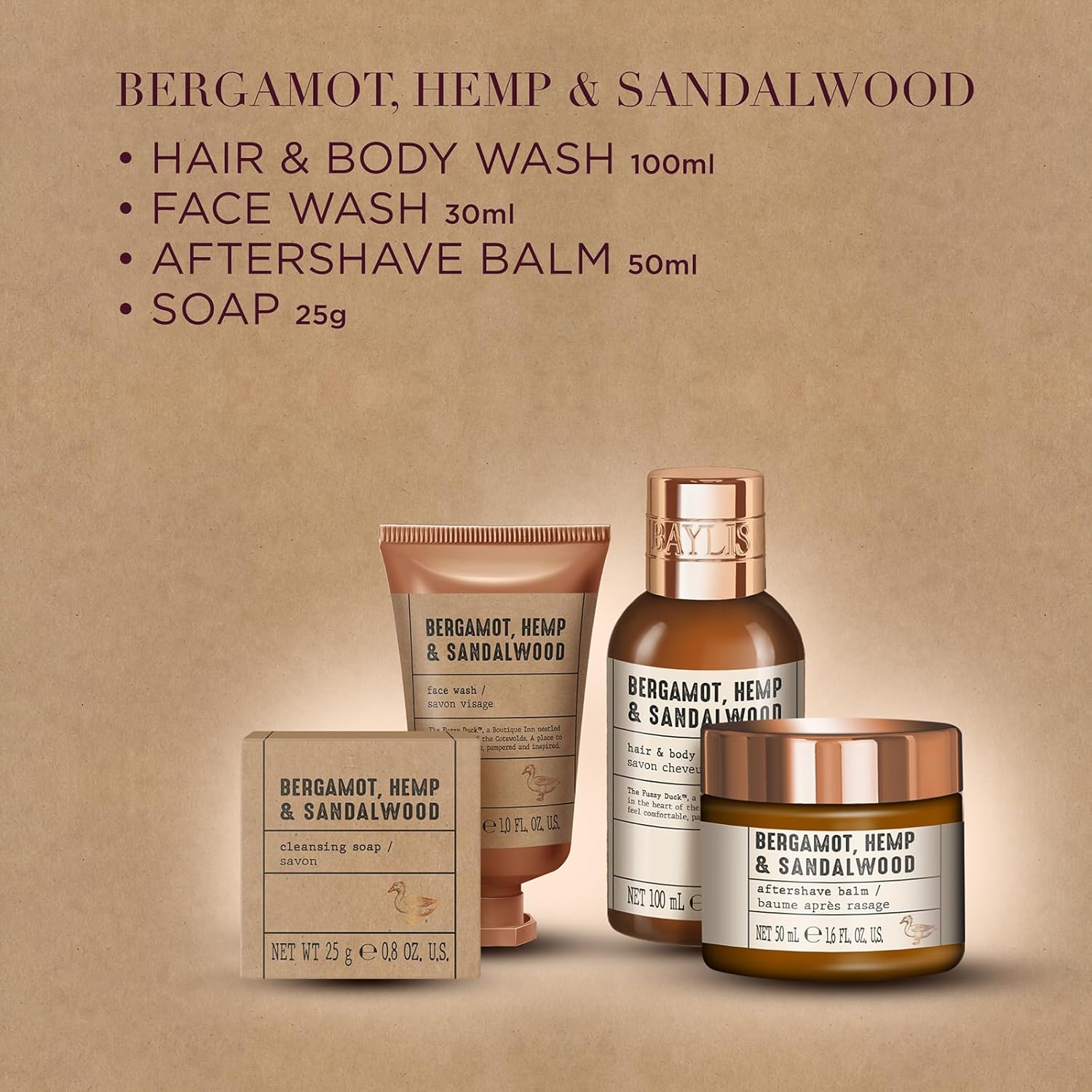 Baylis & Harding The Fuzzy Duck Bergamot, Hemp & Sandalwood Men's Luxury Grooming Tin Gift Set - Vegan Friendly (Pack of 1) - Image 3