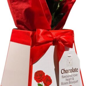 Chocolate Rose Bouquet Gift | Valentines Chocolate Roses & Love Hearts Bouquet | Unique Present for Men Women Adults | Romantic Gift for Valentine’s Day Mother’s Day Birthday & Anniversaries