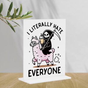 Funny Party Farmhouse Decor Sign – Quirky Office Touch, Practical Desk Decor for Workspaces, Hilarious Gag Gifts for Coworkers, Adds Fun to Office Baths, Acrylic 4 × 4.7 Inches