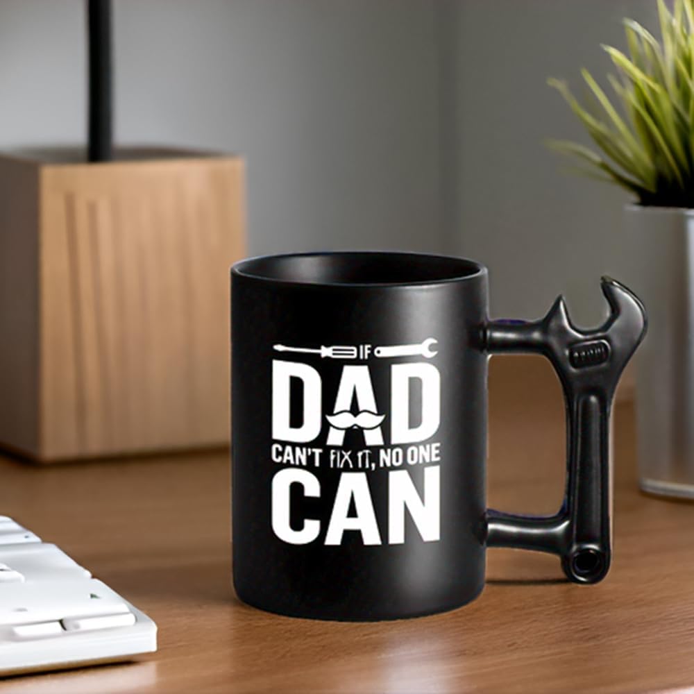 LOZACHE Coffee Mug with Spanner Wrench Handle, If Dad Can't Fix Ceramic Milk Cup, Funny Gifts from Daughter and Son on Father's Birthday, Christmas, Father's Day - Image 7