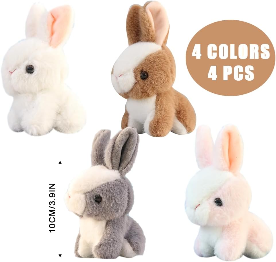Fadcaer Bunny Plush Toys,4 Pcs Plush Rabbit Keychain Hanging Pendant,Easter Rabbit Stuffed Animals Plush Toy for Kids Adults Backpacks Decor Easter Egg Fillers Birthday Party Gifts - Image 2