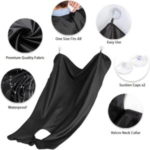 Beard Catcher – Large Beard Shaving Apron Cape with Suction Cups – Unique Gifts for Men Father Husband Grooming Trimming Cutting Cape (Black)