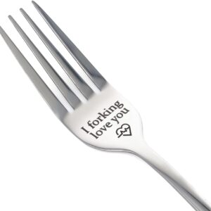 Forking Love You Funny Engraved Forks Stainless Steel Engraved Fork, Personalized Letter Dinner Fork-I Forking Love You Unique Carving Forks Best Gifts for Christmas Valentine’s Day A3ANCZ (1)