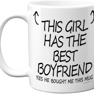 Stuff4 Anniversary Mug for Her – This Girl Has The Best Boyfriend Mug – Novelty Birthday Cute Girlfriend Gifts, Valentines Gifts for Her, Valentine 11oz Ceramic Dishwasher Safe Coffee