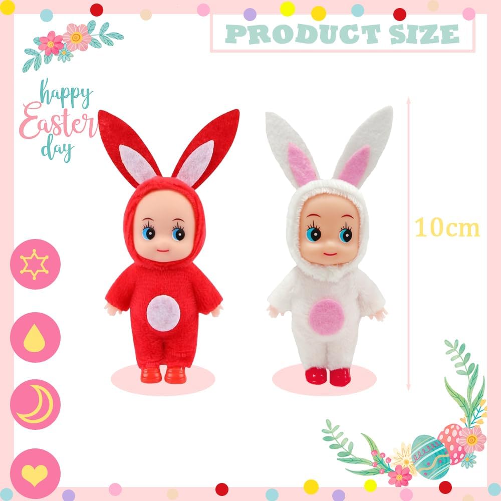 Easter Mini Bunny Rabbit Dolls for Girls & Boys, 2 Pcs Naughty Elf Accessories, Novelty Toys for Kids Easter Gifts & Stocking Stuffers - Image 2