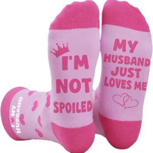 Valentines Gifts for Her Wife Womens Funny Socks Gifts for Valentine’s Day Anniversary Birthday Thanksgiving Novelty Socks with Phrase for Wife Girlfriend