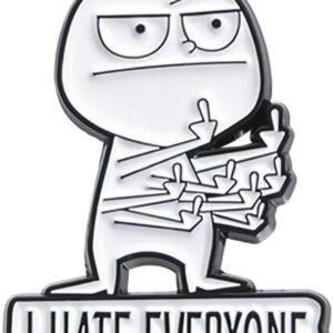 I Hate Everyone Funny Brooch, Middle Finger Pin, Quirky Brooch Lapel Collar Jewellery, Funny Pins Gag Gift for Women Men