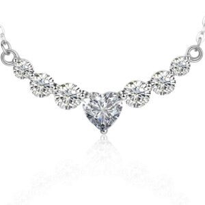 Anniversary Birthday Gift for Wife- Mothers Day Gifts for Mum, Wedding Gifts for Women-Heart Necklaces.Moissanite Bridal Pendant.Valentines Day Christmas Jewelry Girlfriend Girls Her