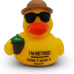 GOOFBALLS Funny Rubber Duck – Hilarious Decorative Duck for Bathroom, Desk, or Gag Gift – Quirky Collectible with Sarcastic Quote – Great Gift for Adults, Coworkers, or Friends-I’m Retired