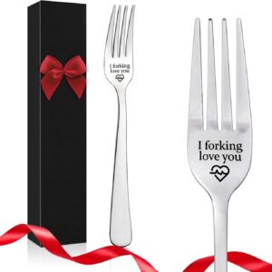 Shining She Engraved Fork, I Forking Love You, Stainless Steel Engraved Fork with Luxury Black Box, Perfect Gifts for Christmas Valentine’s Day
