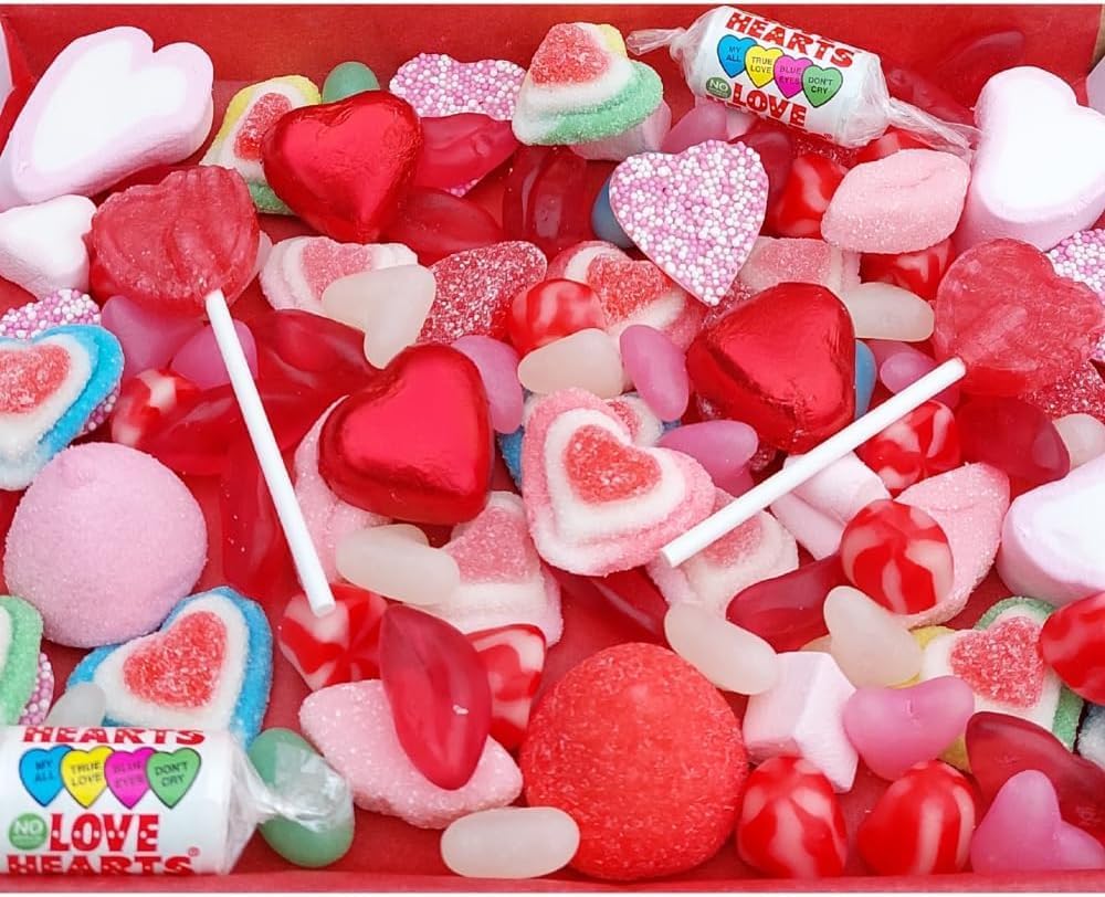 Valentines Day Pick N Mix Sweets Gift Box Hamper Retro Sweet Present - Love Heart Sweets Wedding 400 Gram Valentines Candy Gifts Red, Pink & White Sweets - Image 2