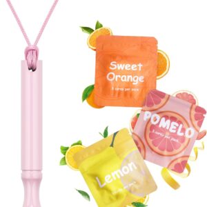 ASTOFLI Anxiety Breathing Necklace with Resistance: Pink Fruit Flavoured Air Metal Breathlace with Resistance Filter Natural Essential Oil Breath Breathing Necklace Stress Anxiety Relief Chain