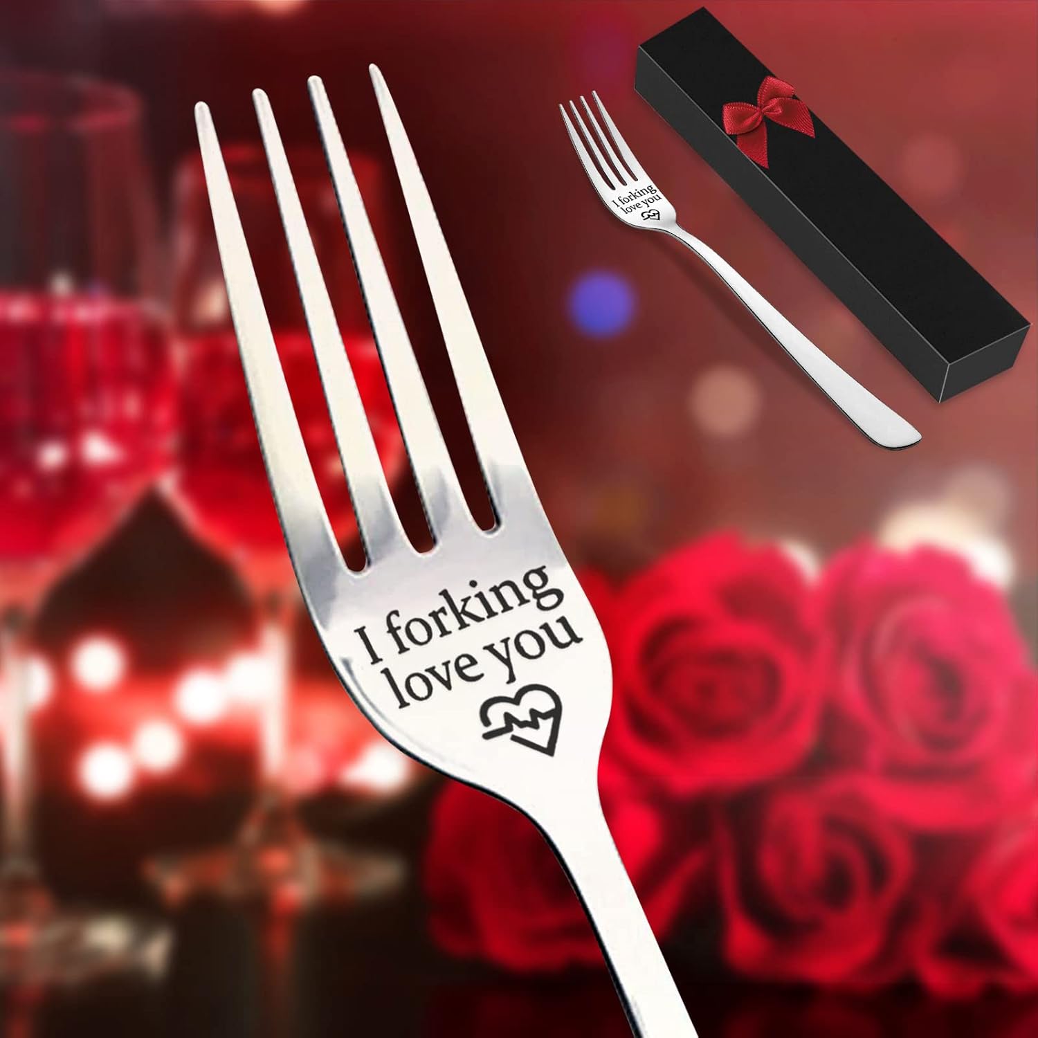Shining She Engraved Fork, I Forking Love You, Stainless Steel Engraved Fork with Luxury Black Box, Perfect Gifts for Christmas Valentine's Day - Image 4