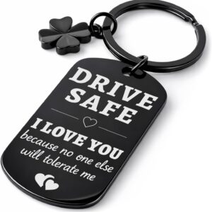 Keyring Gifts for Men Valentines Gifts for Him Gifts for Husband Boyfriend Birthday Presents Gifts from Wife Husband Boyfriend Gifts-Theme:Drive Safe