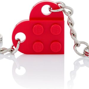 LEGO Heart Keyring | Two Keyrings | Gift Pouch Included | Red