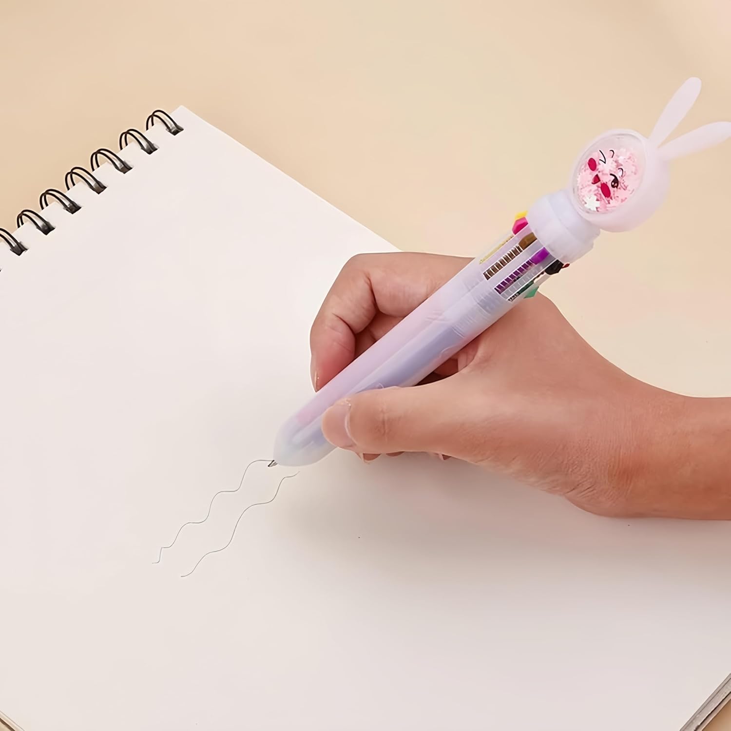 Multi Coloured Pens All in One, 4Pcs 10 in 1 Retractable Ballpoint Pens Back to School Gift Cartoon Animals Ballpoint Pens 0.5 mm Bunny Rabbit Easter Party Favors - Image 5