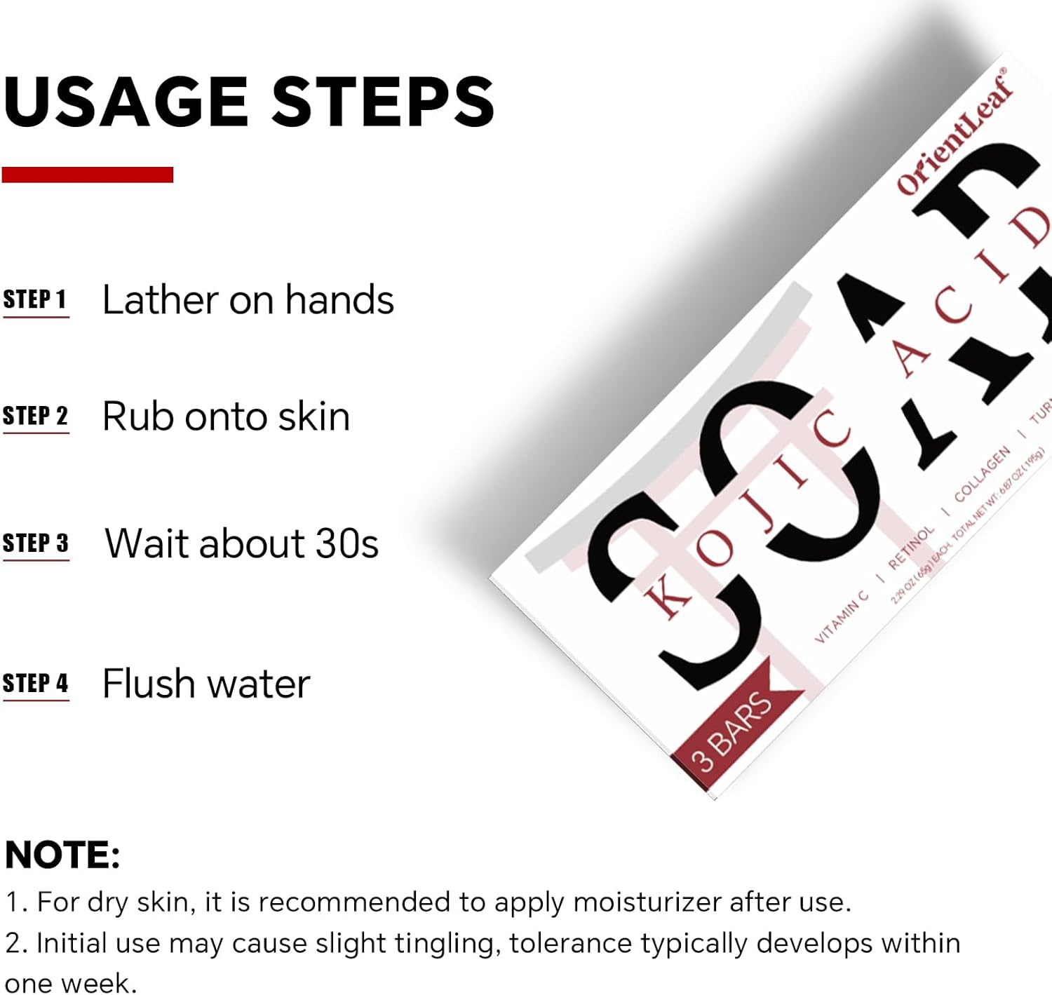 Kojic Acid Soap, Turmeric Soap Bar for Dark Spots, Fresh Citrus Scent, Gentle for Face and Body with Vitamin C, Shea Butter, Retinol, Olive Oil, Collagen (3 PACK) - Image 6