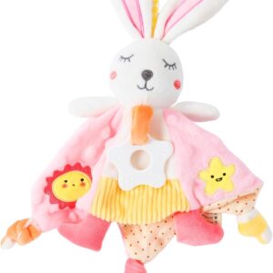 EAQ Baby Comforter, Soft Baby Toys for Newborn Essentials Baby Girl Gift with Taggies Teether,Crinkle Ears and a Soft Rattle -Easter Gift
