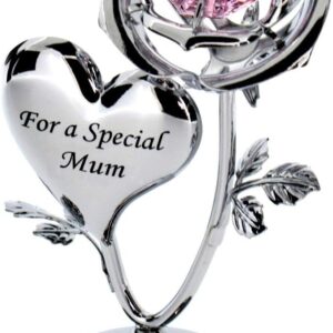 Crystocraft Crystal Ornament Gift Set made with Swarovski crystals Strass Rose Flower (For a Special Mum)