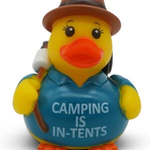 Funny Rubber Duck – Hilarious Decorative Duck for Bathroom, Desk, or Gag Gift – Quirky Collectible with Sarcastic Quote – Great Gift for Adults, Coworkers, or Friends-Camping