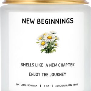 New Beginnings Gift, Good Luck/Leaving Gift for Women Men Coworkers, Lavender Scented Soy Wax Candle New Job/Home, Inspirational/Motivational, Christmas New Year Candle 8oz