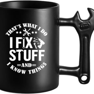 LOZACHE Funny Coffee Mug for Men, Wrench Handle, Novelty Gift for Dad Mug, Best Dad Birthday Present, Christmas Gifts for Grandpa Uncle Husband