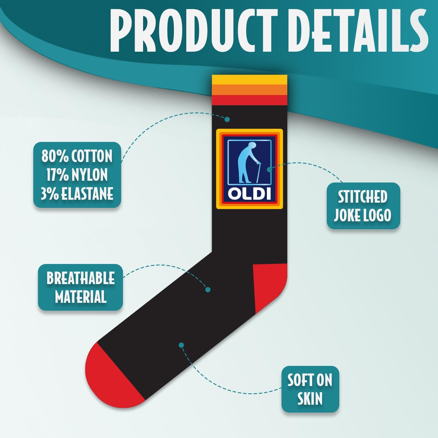 SC Products Oldi Mens Funny Socks | Size 6-12 Cotton Mens Novelty Socks Funny Gifts for Men | Rude Secret Santa Gifts For Men Stocking Fillers | Christmas Presents For Dad Joke Presents for Grandad - Image 3