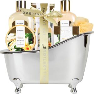 Spa Luxetique Spa Gift Sets, Valentines Gifts for Her, 8pcs Vanilla Bath Sets with Body Butter, Bubble Bath, Bath Bomb, Bath Sets for Women Gift, Christmas Gifts, Birthday Gifts for Women