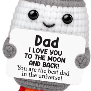 Dad Gifts – Handmade Crochet Rocket, I Love You to the Moon and Back, Heartfelt Father’s Day or Birthday Gift from Son or Daughter