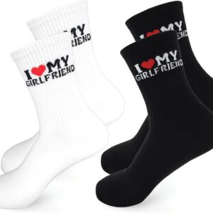 Boyfriend Gifts, 2 Pairs I Love My Girlfriend Socks, Gifts For Boyfriends,Birthday Christmas Valentines Gifts For Him, Men Boyfriend Husband Brother