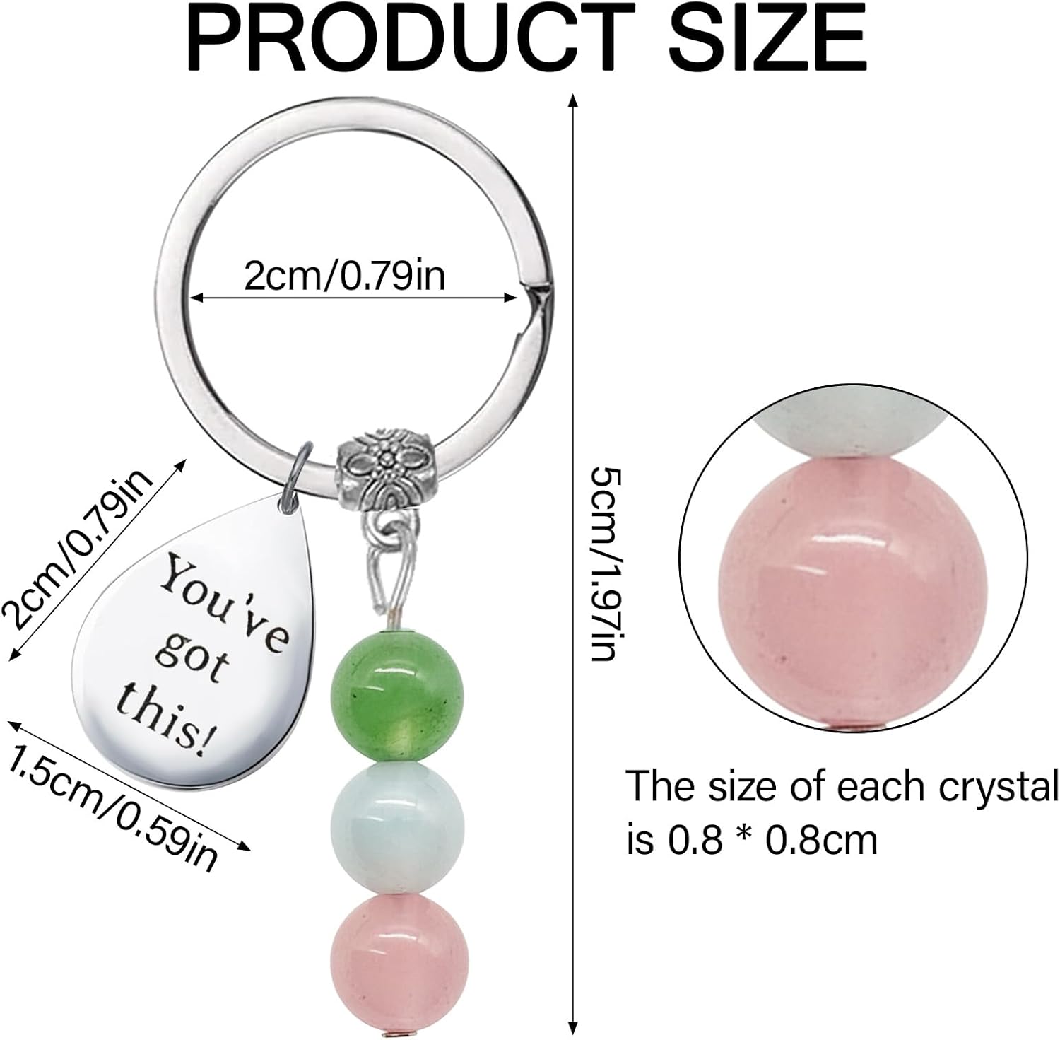 AIKOBAA Encouragement Gift for Friends, Crystal Keychain with You've Got This Message, Uplifting Friendship Gift with Meaningful Stones, Good Luck & Support Present - Image 2