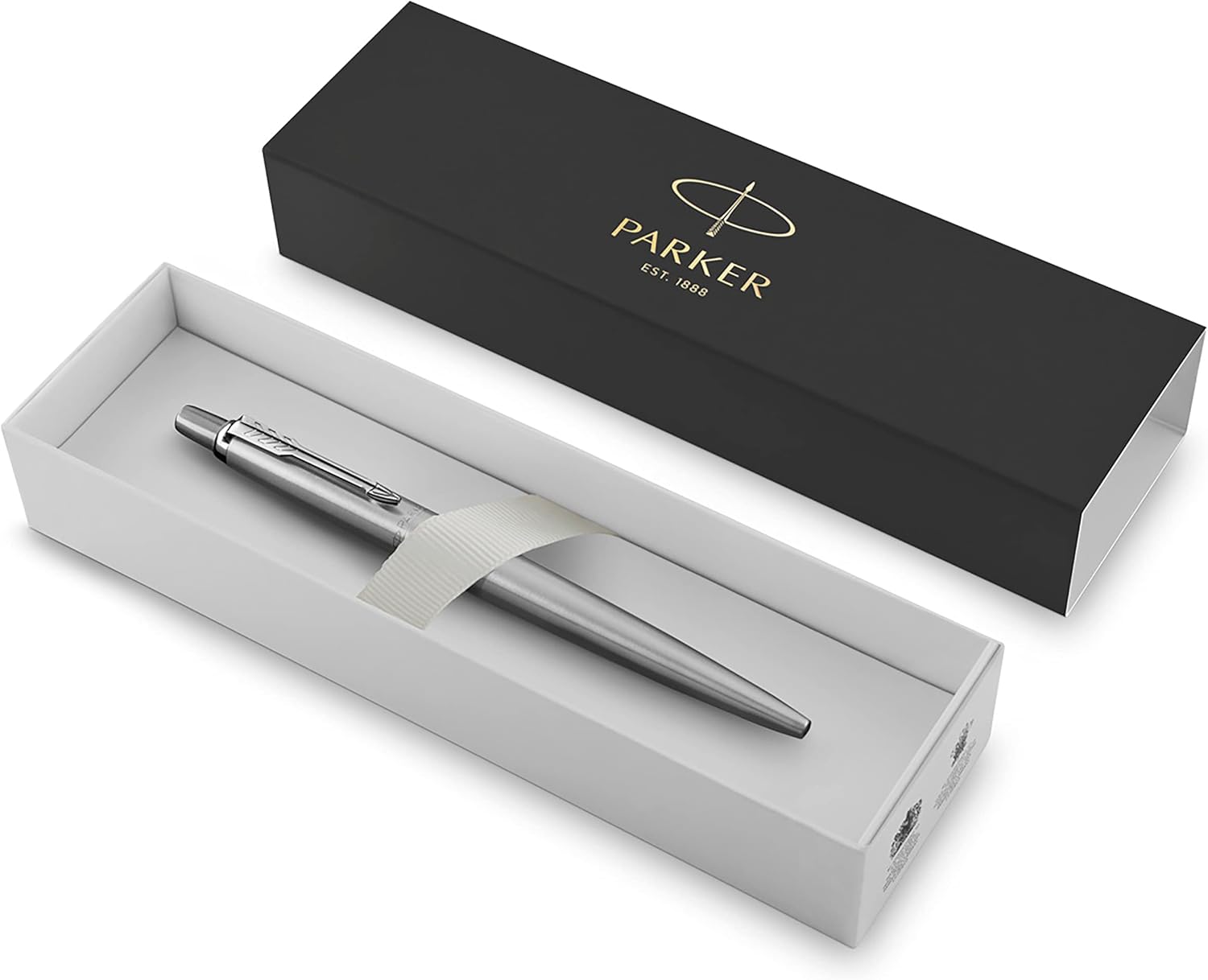Parker Jotter Ballpoint Pen | Stainless Steel with Chrome Trim | Medium Point | Handwriting Pens & Stationery Supplies | Blue Ink | Gift Box - Image 2