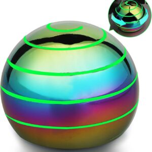 Kinetic Desk Ball Fidget Spinner Toy for Kids Adults, Cool Metal Luminous Hypnotic Spinning Fidget Optical Illusion Ball, Sensory Stress Relief Fidget Gyro Gifts for Boys Girls (Rainbow)