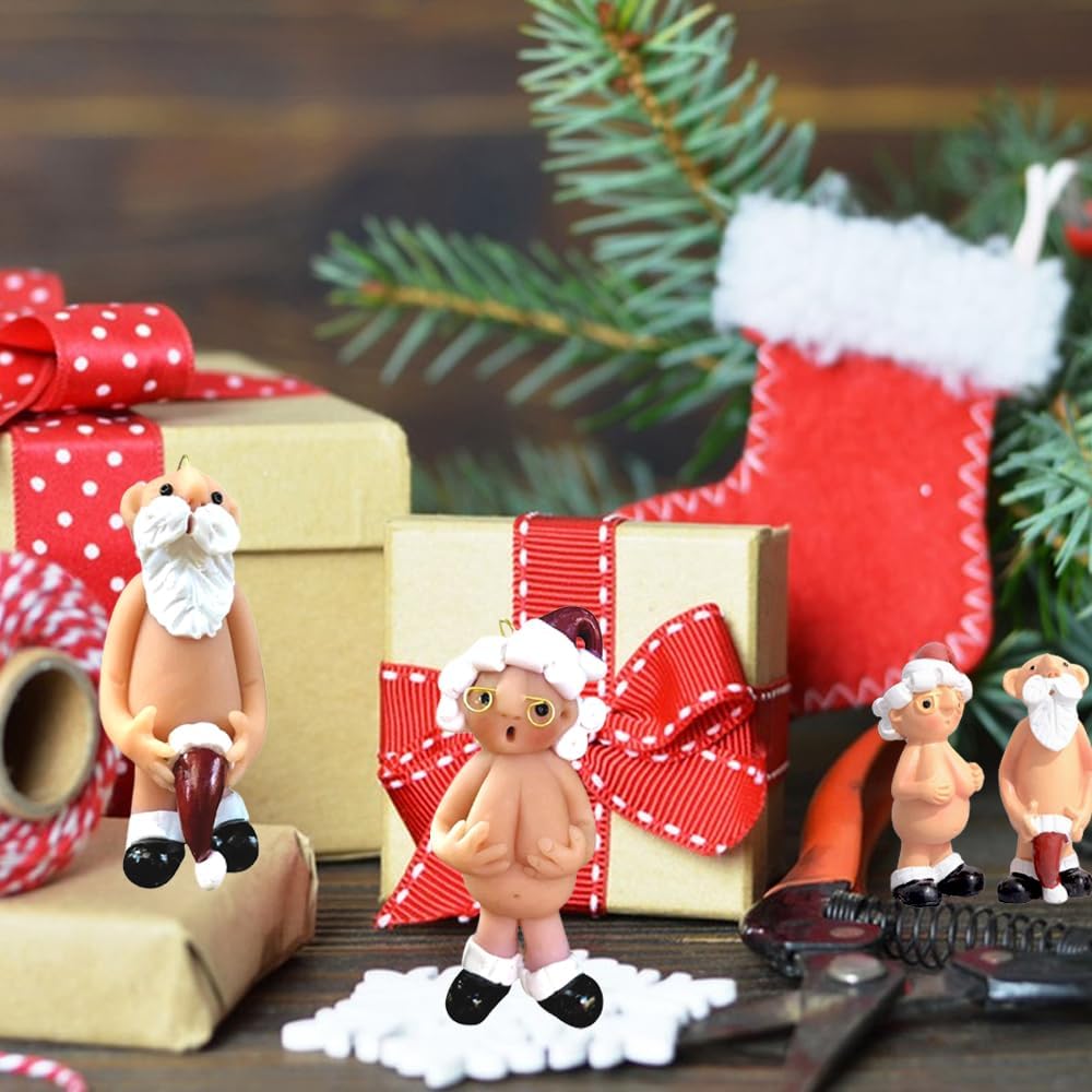 YOOYEH Christmas Naughty Santa Christmas Ornament Decorations 5CM Stocking Cap Santa Ornament Naked Santa Decorative Xmas Decor Ornaments Party Gifts (Small) - Image 2