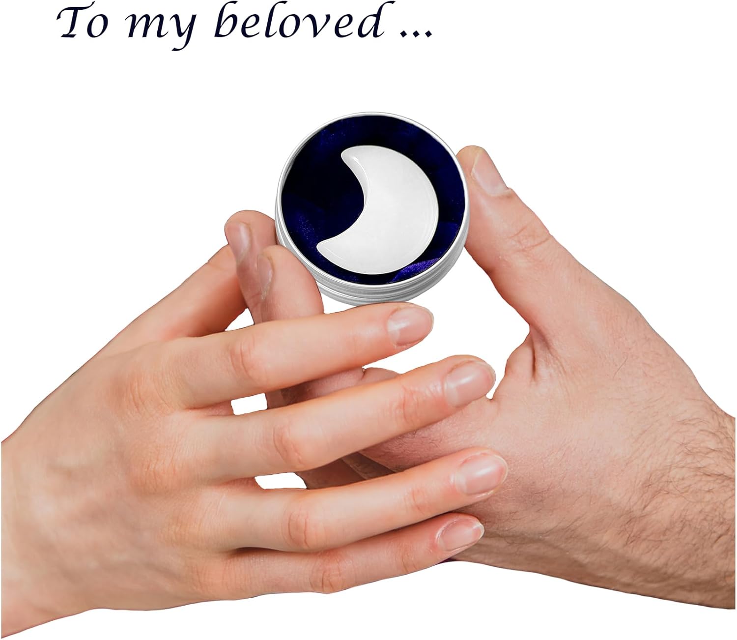 I Love You to the Moon and Back Mini Crescent — Hand-Polished White Crystal Stone Half Moon in Tin Keepsake Gift for Her or Him — Valentine’s, Anniversary, Birthday - Image 4