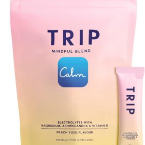 Trip Peach Yuzu Electrolyte Powder | Daily Hydration with Sodium, Magnesium, Vitamin D & More | Sugar Free + Vegan | Pack of 20 x 7.2 g sachets