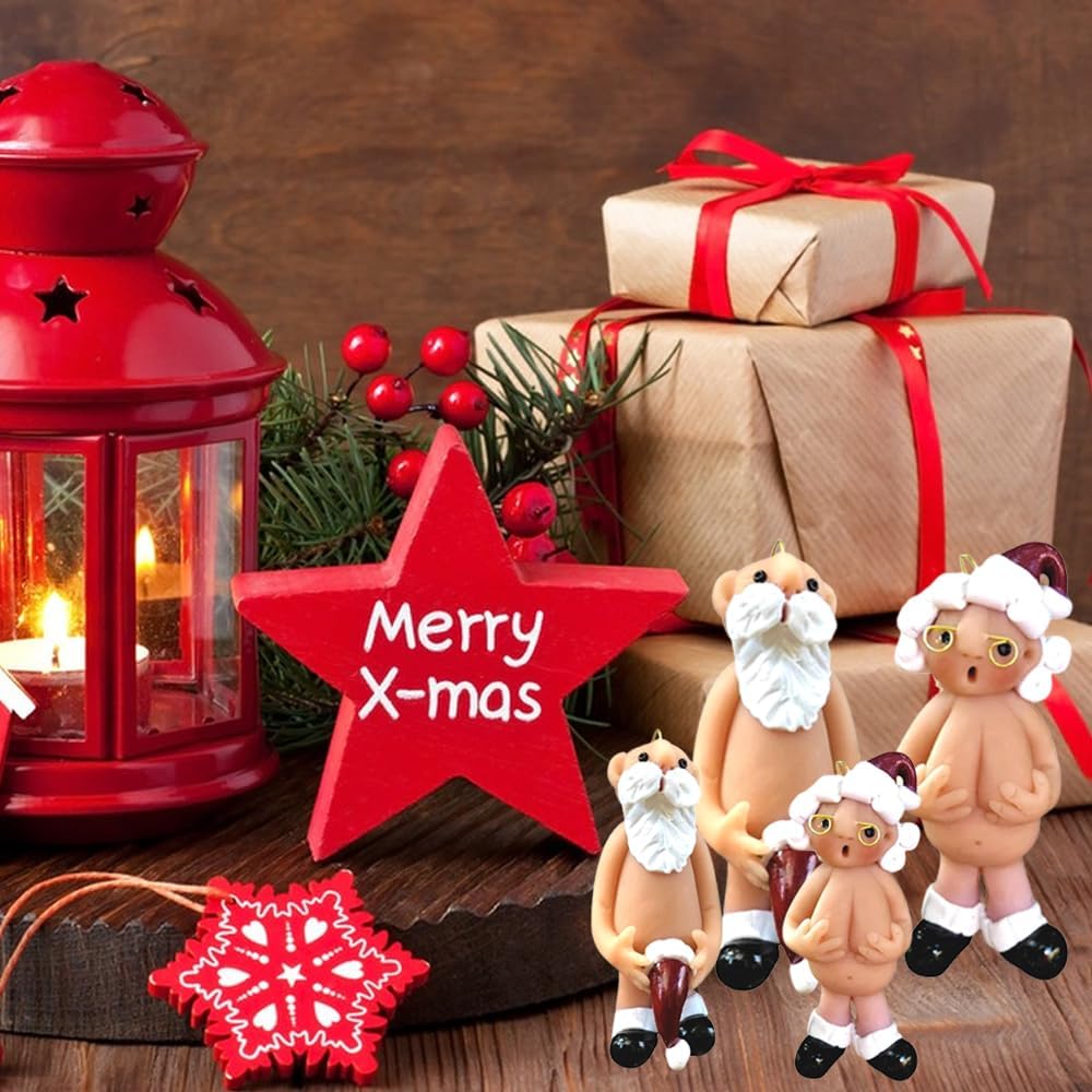 YOOYEH Christmas Naughty Santa Christmas Ornament Decorations 5CM Stocking Cap Santa Ornament Naked Santa Decorative Xmas Decor Ornaments Party Gifts (Small) - Image 6