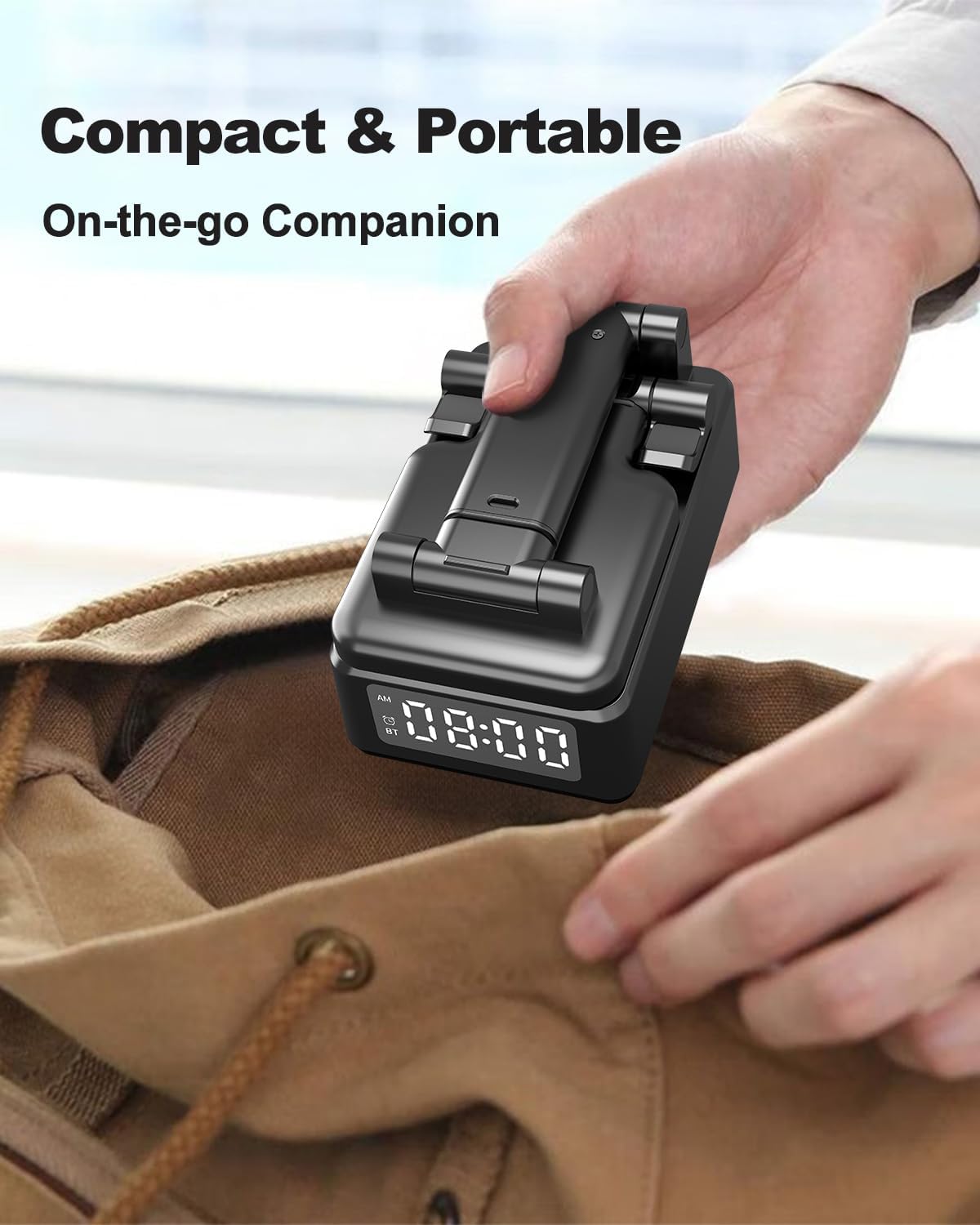 Birthday Gifts for Men Women, Bluetooth Speaker with Wireless Charger & Phone Stand, Gifts for Him, Foldable Angle & Height Stand with Alarm Clock, Ideal for Dad Mom, Tech Gadget Stocking Fillers - Image 8