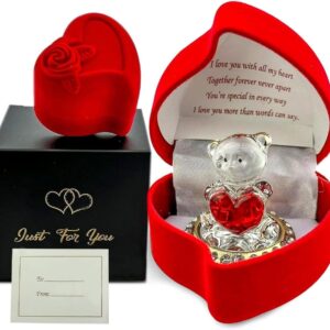 SAFRI Teddy Bear Girlfriend Boyfriend Husband Wife Fiancee Fiance Gift Christmas Valentines day Gift Boxed Glass Ornament Mum Mothers Day Present