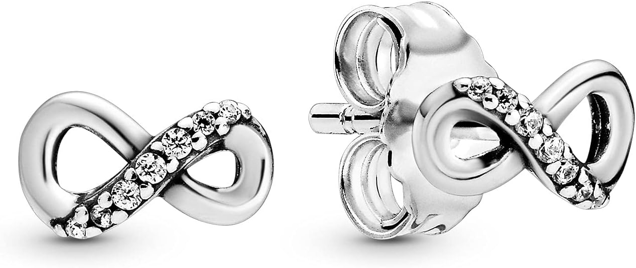 Pandora Moments Women's Sterling Silver Sparkling Infinity Stud Earrings - Image 2