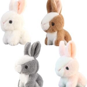 Fadcaer Bunny Plush Toys,4 Pcs Plush Rabbit Keychain Hanging Pendant,Easter Rabbit Stuffed Animals Plush Toy for Kids Adults Backpacks Decor Easter Egg Fillers Birthday Party Gifts