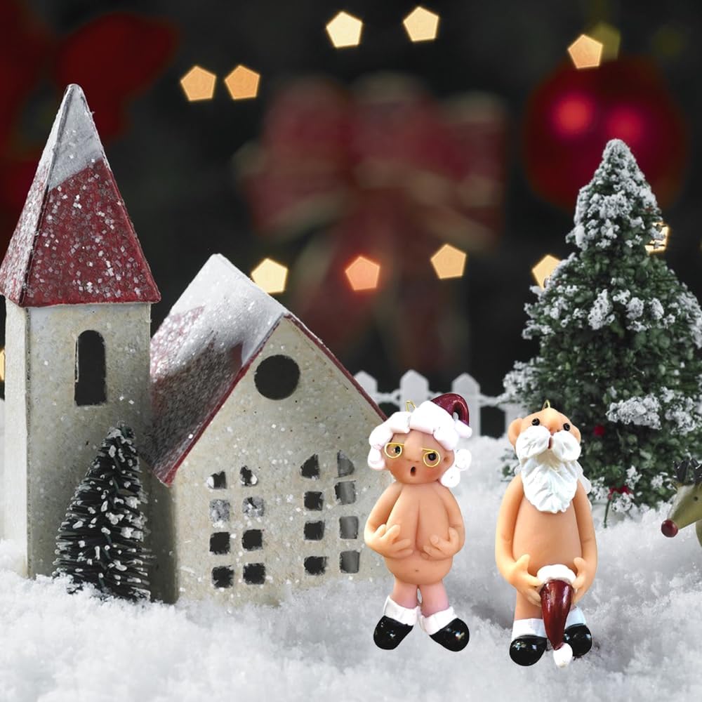 YOOYEH Christmas Naughty Santa Christmas Ornament Decorations 5CM Stocking Cap Santa Ornament Naked Santa Decorative Xmas Decor Ornaments Party Gifts (Small) - Image 7