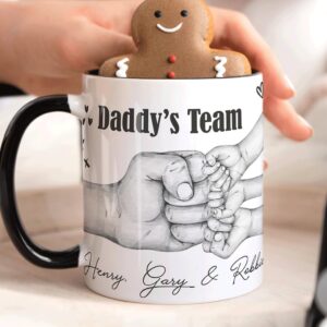 Personalised FIST Bump Daddy Mug, Dad Gift for Him, 11 oz Ceramic Coffee Mug, Black, Modern, Novelty/Theme, Father’s Day, Birthday, Christmas