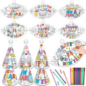 New Year’s Eve Decoration for Colouring, New Year’s Eve Decorations 2026 New Year’s Eve Party Hats Happy New Year Decoration