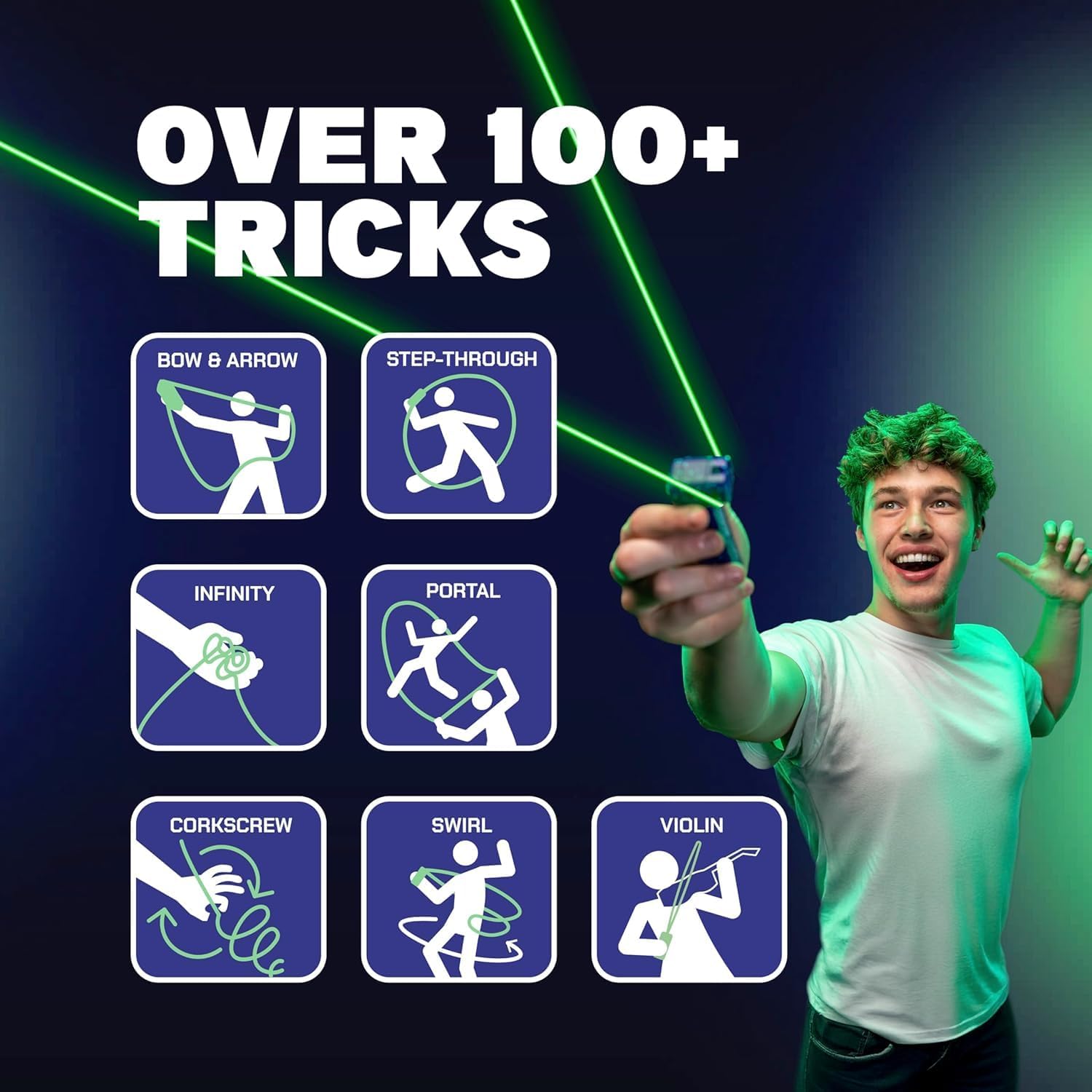 ZipString Luma – Glow in the Dark String Launcher Toy – Viral Outdoor Fidget Toy for Kids & Adults – Cool Rechargeable Toys – Cosmic Green Glow Zip String - Image 2